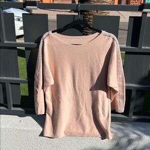 Vila Milano Dusty Pink Wide Neck Sweater with Jeweled Sleeve